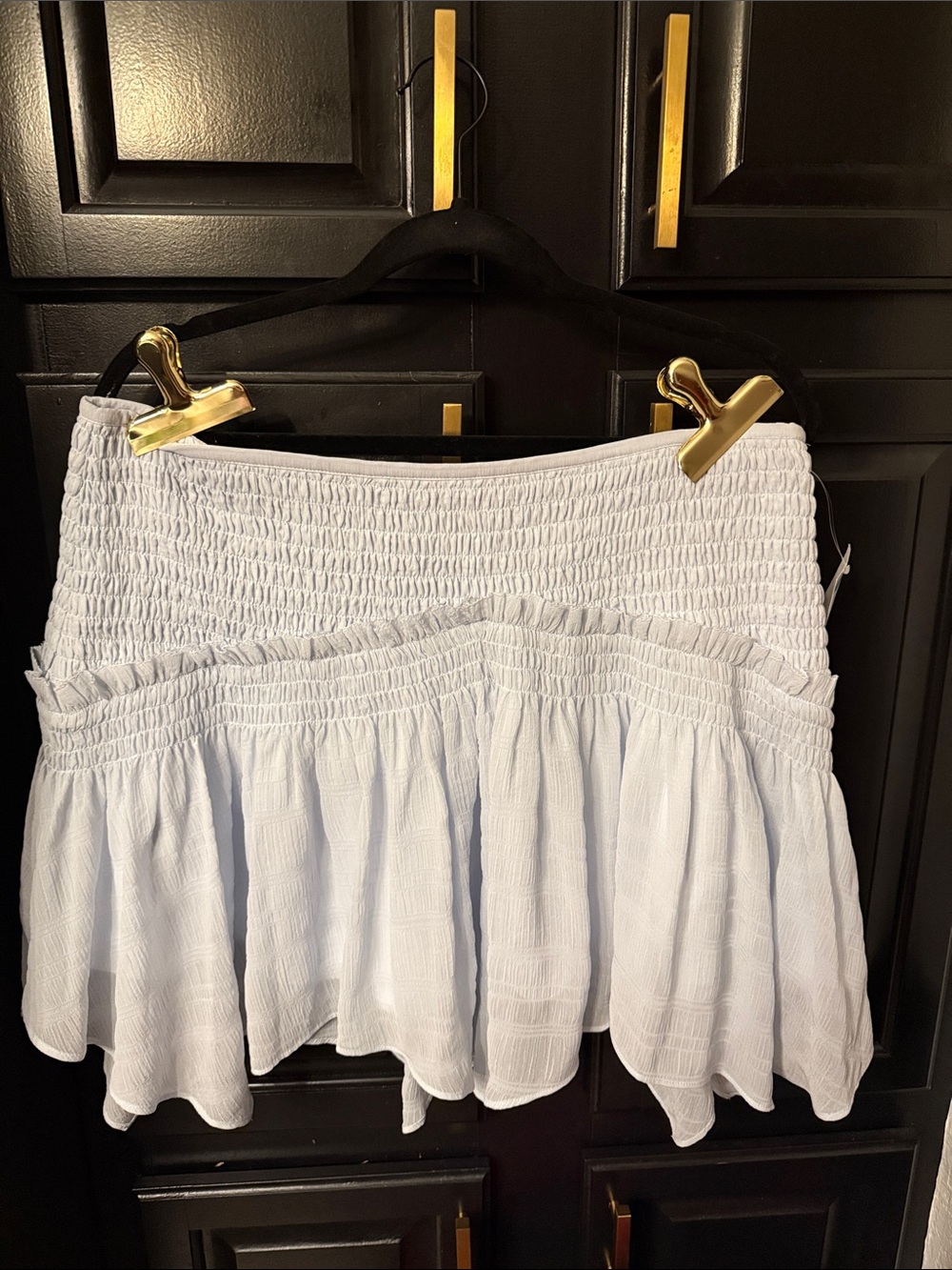 All Saints Pamela Asymmetrical Light Blue Tiered Skater Mini Skirt size 10